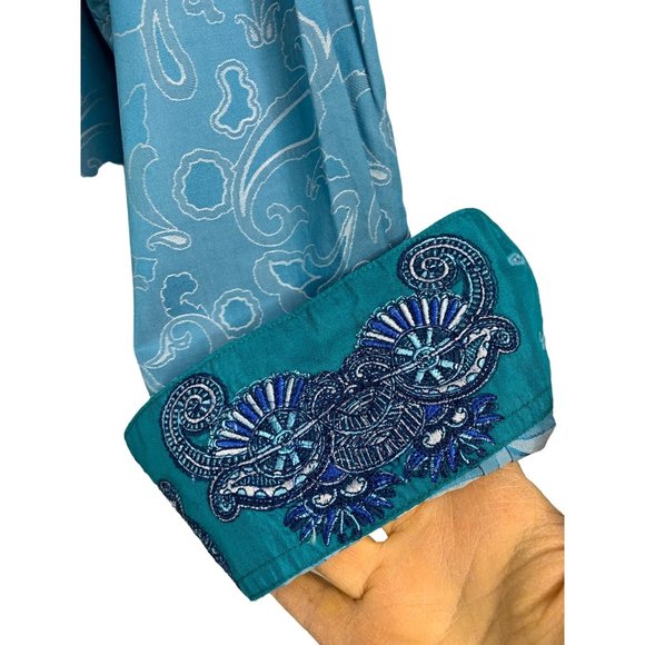 3XL Robert Graham Blue Contrast Trim Long Sleeve Shirt Classic Fit EUC 6513 - Picture 4 of 10